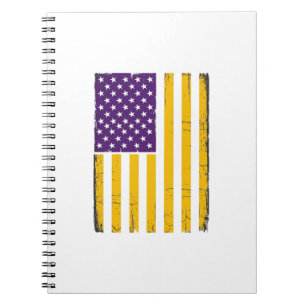 Distressed Purple and Gold American Flag Vector De Notebook