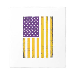 Distressed Purple and Gold American Flag Vector De Notepad