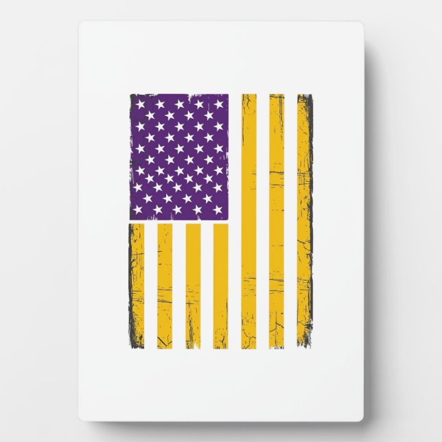 Distressed Purple and Gold American Flag Vector De Plaque (Front)