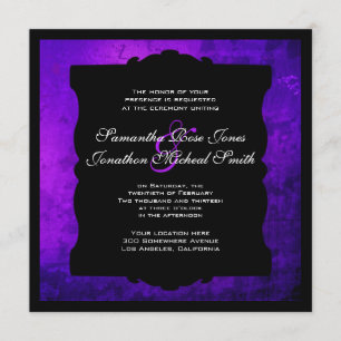 Distressed Purple Gothic Wedding Invitation