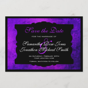 Distressed Purple Gothic Wedding Save the Date
