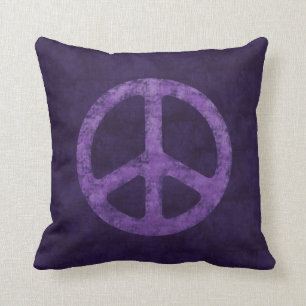 Distressed Purple Peace Sign Cushion