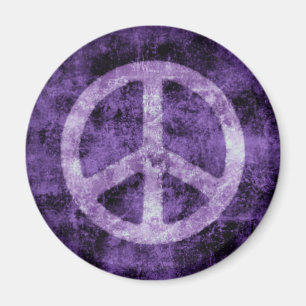 Distressed Purple Peace Sign Magnet