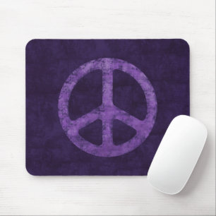 Distressed Purple Peace Sign Mouse Mat
