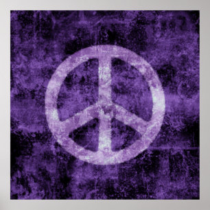 Distressed Purple Peace Sign Poster