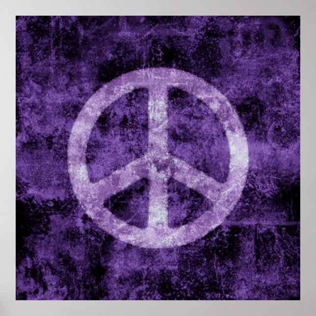 Distressed Purple Peace Sign Poster (Front)