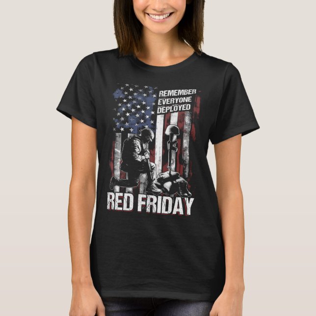 Distressed R E D Friday  Remember Everyone Deploye T-Shirt (Front)