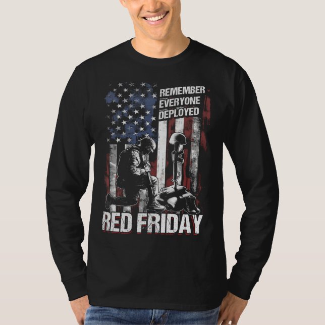 Distressed R E D Friday  Remember Everyone Deploye T-Shirt (Front)