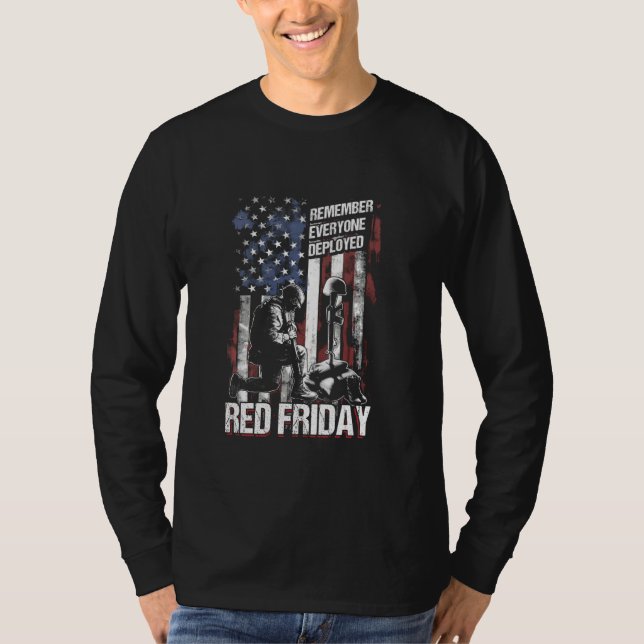 Distressed R E D Friday  Remember Everyone Deploye T-Shirt (Front)