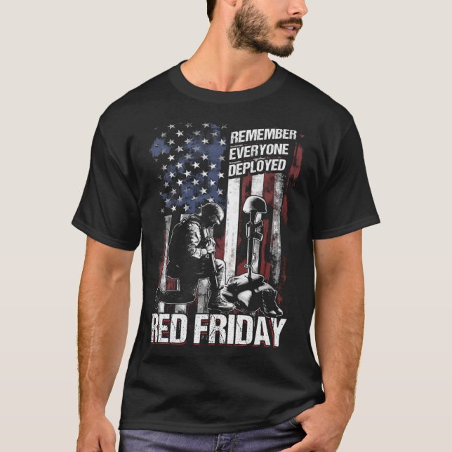 Distressed R E D Friday  Remember Everyone Deploye T-Shirt (Front)