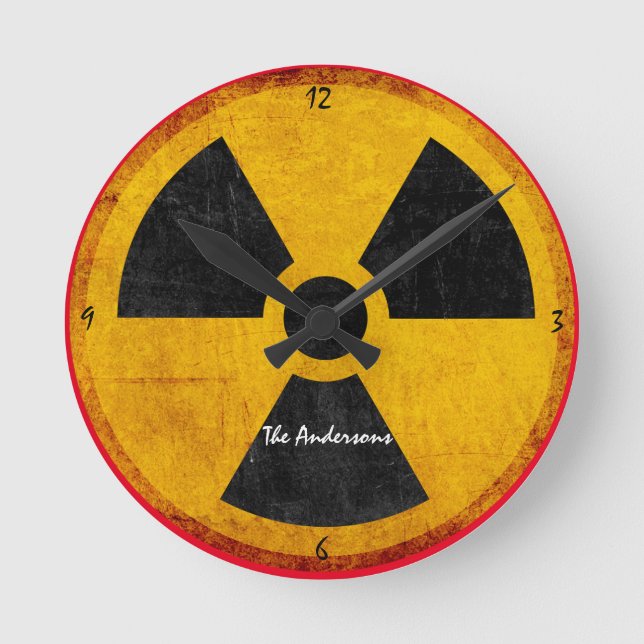 Distressed Radiation Symbol Round Clock (Front)