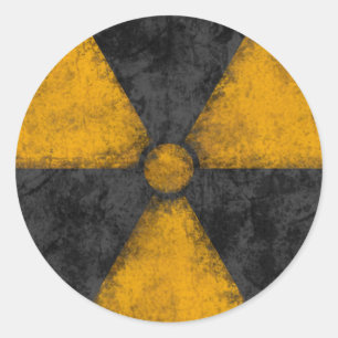 Distressed Radiaton Symbol Classic Round Sticker