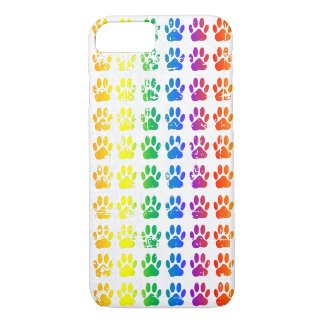 Distressed Rainbow Dog Pawprint Case-Mate iPhone Case (Back)