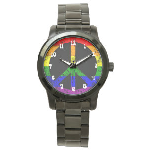 Distressed Rainbow Flag Peace sign Watch