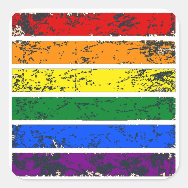 Distressed Rainbow LGBT Sticker (Front)