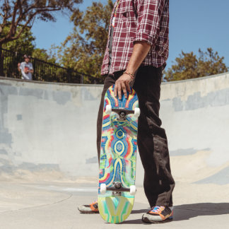 Distressed Rainbow Swirl Skateboard