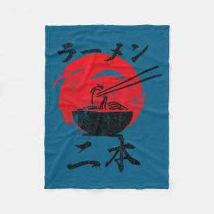 Distressed Ramen Chopsticks Japanese Ramen Fleece Blanket
