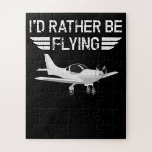 Distressed Rather Be Flying Funny Aeroplane Pilot Jigsaw Puzzle