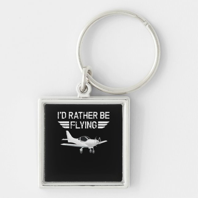 Distressed Rather Be Flying Funny Aeroplane Pilot Key Ring (Front)