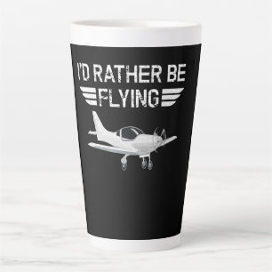 Distressed Rather Be Flying Funny Aeroplane Pilot Latte Mug