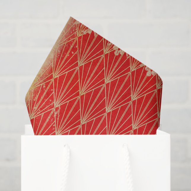 Distressed Red Art Deco Tissue Paper (Gift Bag)