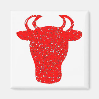 Distressed Red Bull Head Magnet