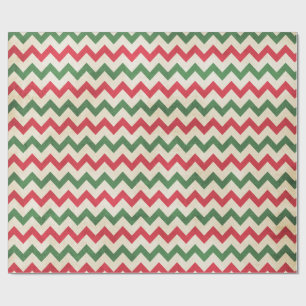Distressed Red Green Zig Zag Pattern Wrapping Paper