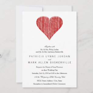 Distressed Red Heart Invitation