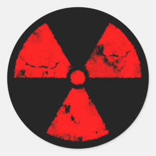 Distressed Red Radiation Symbol Sticker
