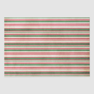 Distressed Red White Green Stripes Tissue Paper
