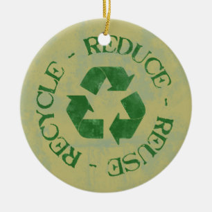 Distressed Reduce Reuse Recycle Ornament