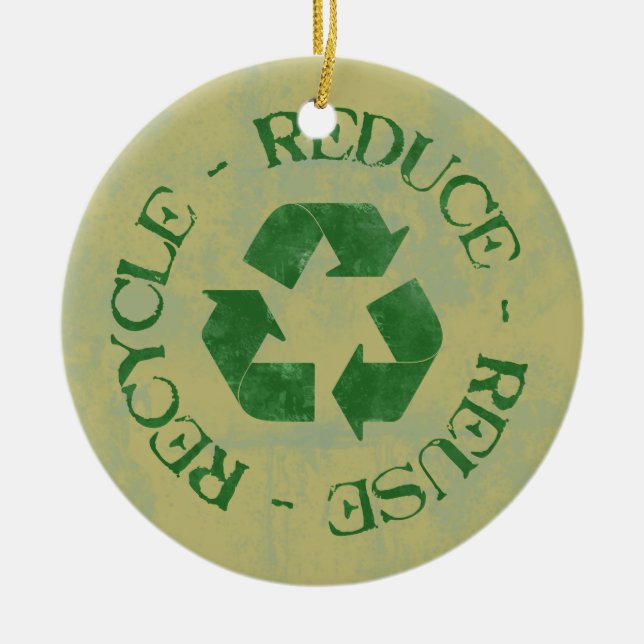 Distressed Reduce Reuse Recycle Ornament (Front)