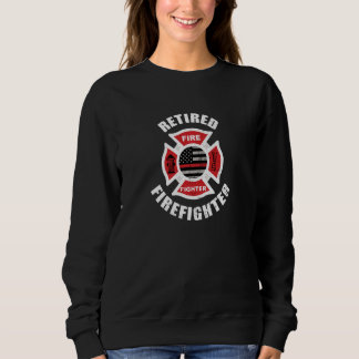 Distressed Retired Firefighter  Thin Red Line Flag Sweatshirt