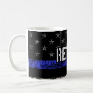 Distressed Retired Police Flag Coffee Mug