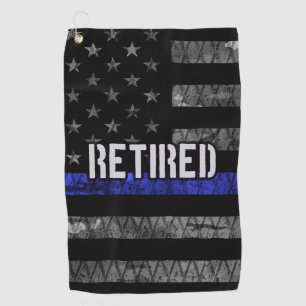 Distressed Retired Police Flag Golf Towel