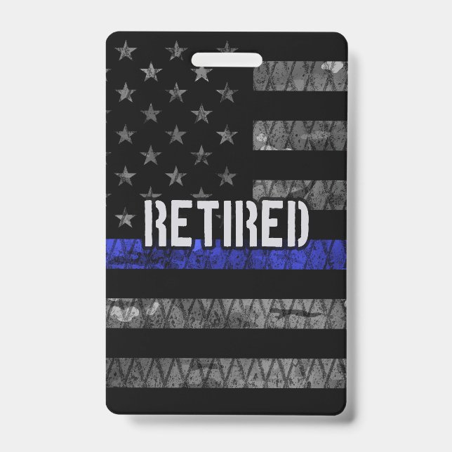 Distressed Retired Police Flag ID Badge (Front)