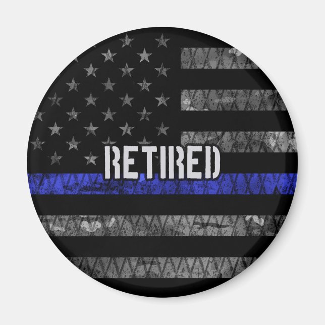 Distressed Retired Police Flag Magnet (Front)