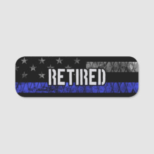 Distressed Retired Police Flag Name Tag
