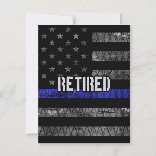 Distressed Retired Police Flag Thank You Card (Front)