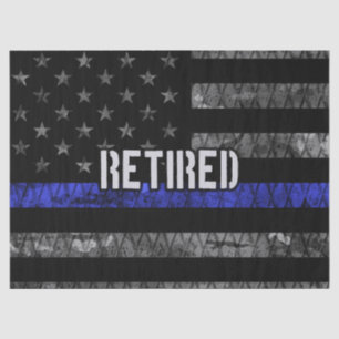 Distressed Retired Police Flag Tissue Paper
