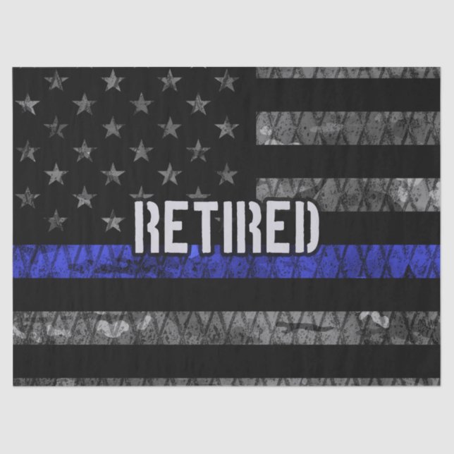 Distressed Retired Police Flag Tissue Paper (Front)