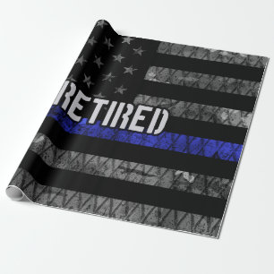 Distressed Retired Police Flag Wrapping Paper