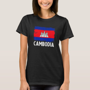 Distressed Retro Cambodia Flag Patriotic T-Shirt