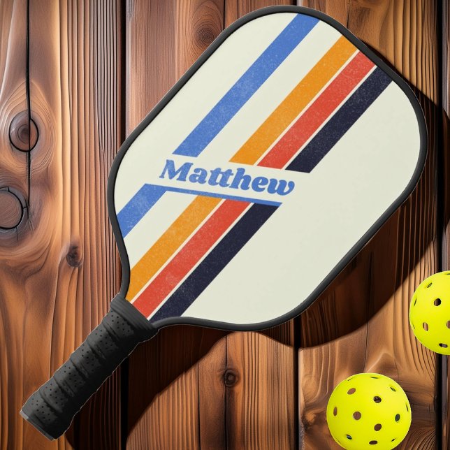 Distressed Retro five Striped with Name  Pickleball Paddle (Creator Uploaded)