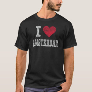 Distressed Retro I Love Amsterdam T-Shirt Souvenir