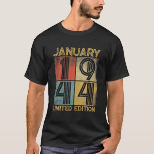 Distressed Retro January 1944 78Th Birthday 78 Yrs T-Shirt