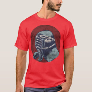 Distressed Retro Japanese Kendo Mask Rising Sun T-Shirt