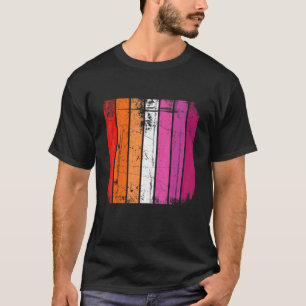 Distressed Retro Lgbt Lesbian Flag Lgbtq Pride Mon T-Shirt