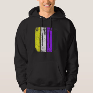 Distressed Retro Lgbt Nonbinary Flag Lgbtq Pride M Hoodie
