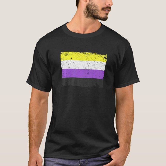Distressed Retro Lgbt Nonbinary Pride Flag T-Shirt (Front)